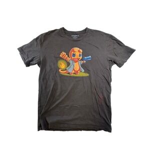 TeeTurtle Charmander Hellboy Mashup Graphic T-Shirt Brown Mens Large L Cotton